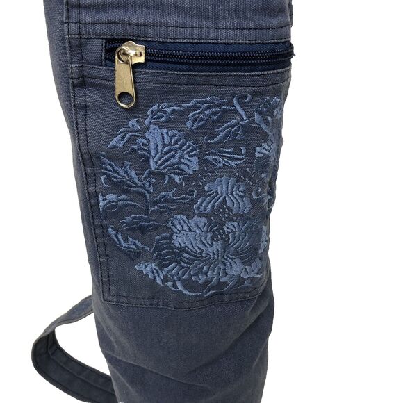 Gaiam Watercress Cargo Yoga Mat Cotton Bag - Blue Tote - Picture 2 of 9